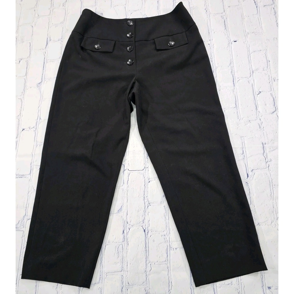 Vintage Bloomingdales Black Cropped Dress Pants Button Made In USA WOMENS SZ 8